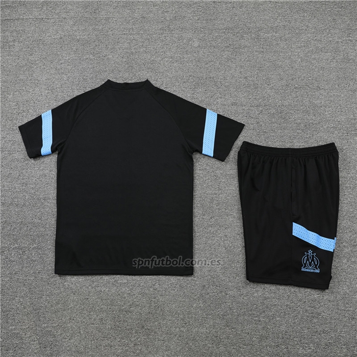 Chandal del Olympique Marsella Manga Corta 2022-2023 Negro - Pantalon Corto